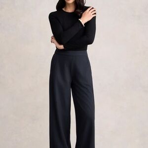 NWT Blue Illusion Boiled Wool Wide Leg Dress Pull On Pant in Steel Grey US 16/18